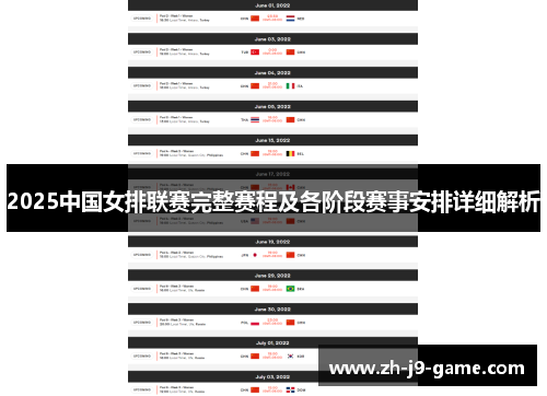 2025中国女排联赛完整赛程及各阶段赛事安排详细解析