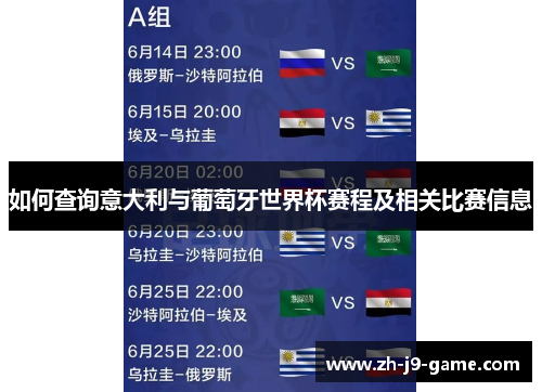 如何查询意大利与葡萄牙世界杯赛程及相关比赛信息